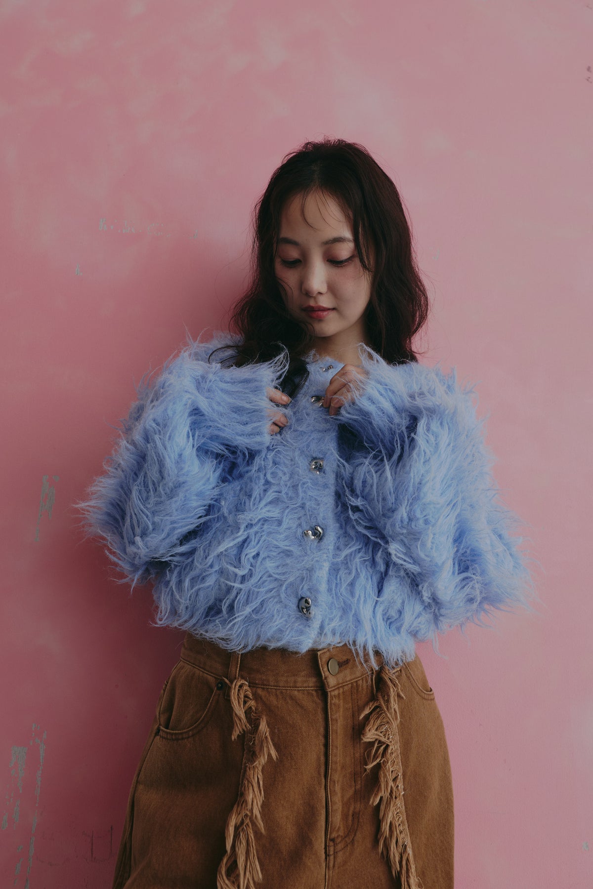 unique button short cardigan
