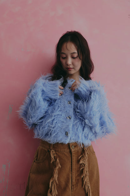unique button short cardigan