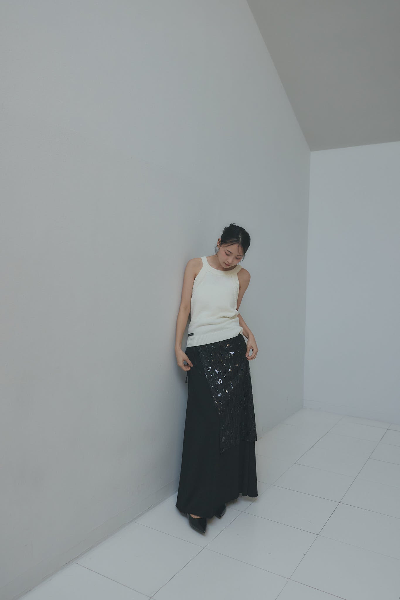 spangle layered sweat skirt