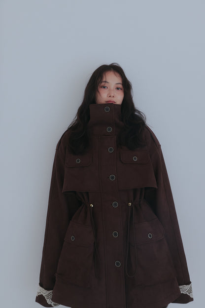 drawstring trench jacket