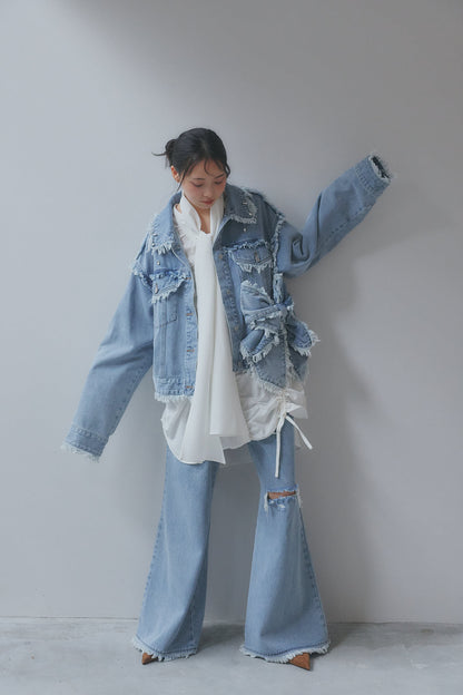 ribbon design denim jacket