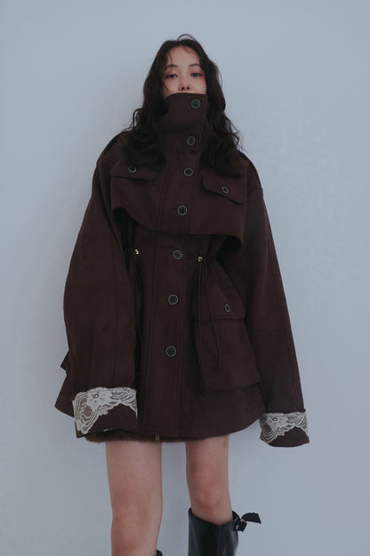 drawstring trench jacket