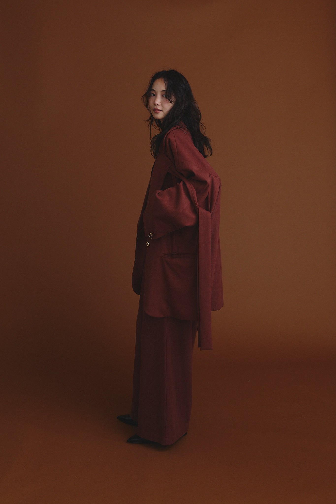 andequal リボンデザインオーバージャケット　レッド ribbon design over jacket – andequal