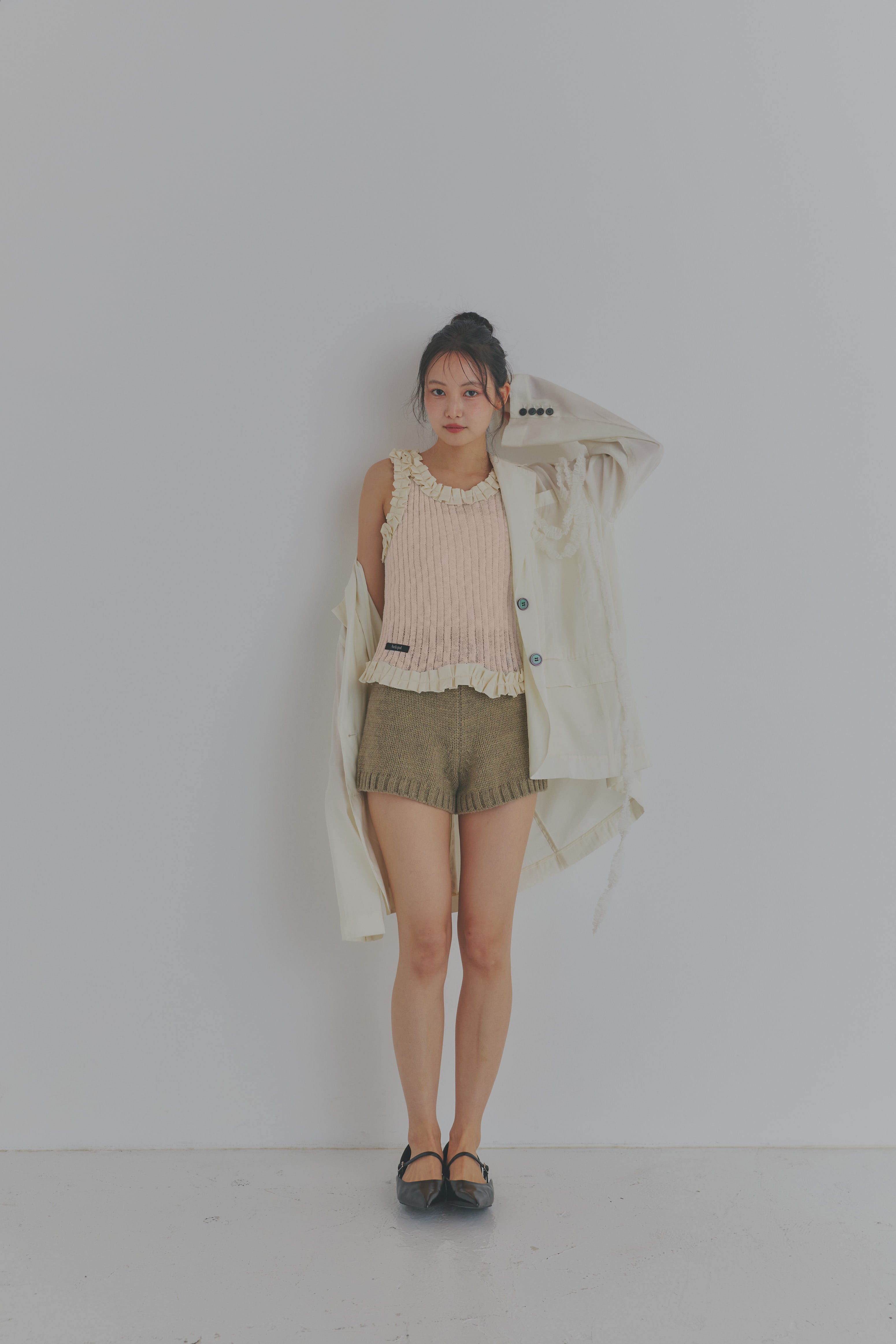 sheer rib frill tops