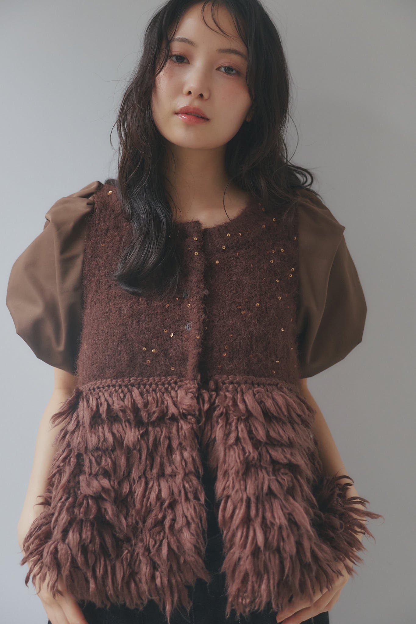 fringe design glitter summer knit