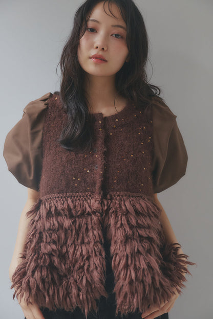 fringe design glitter summer knit