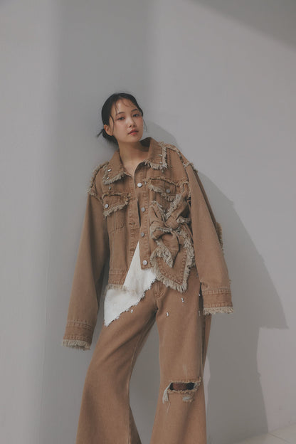 bijou fringe flare denim