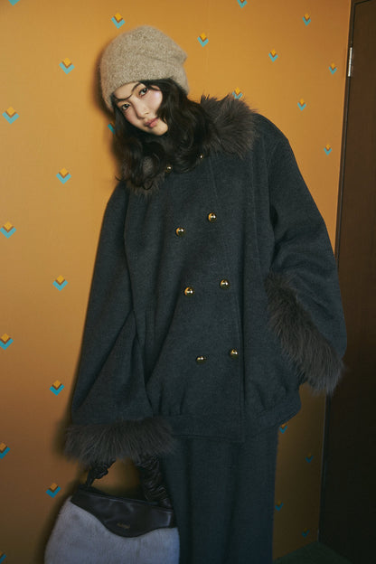 gather handle fur bag