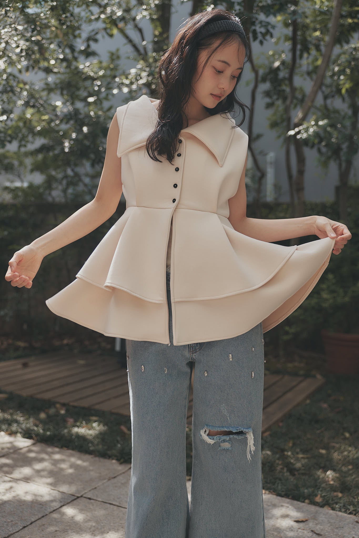 collar design peplum tops – andequal