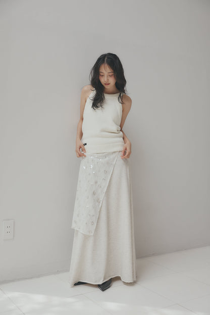 spangle layered sweat skirt