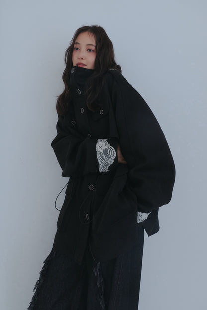 drawstring trench jacket