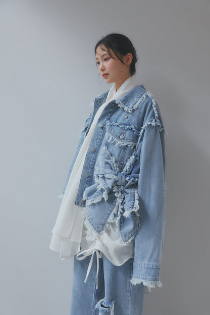 ribbon design denim jacket