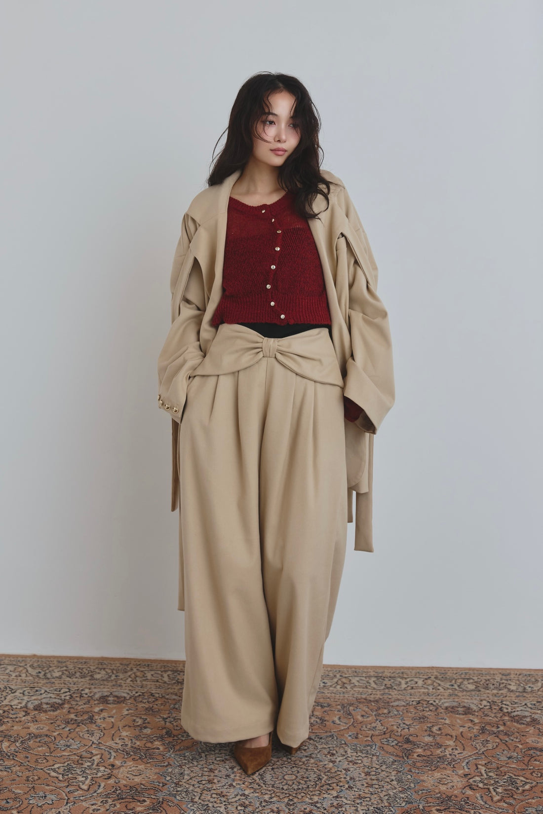 waist ribbon design pants