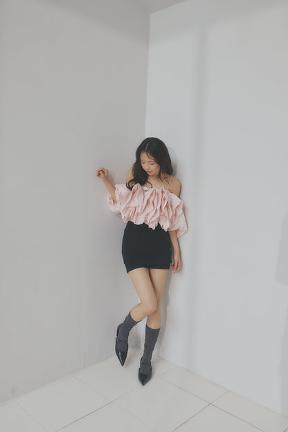 volume off shoulder blouse