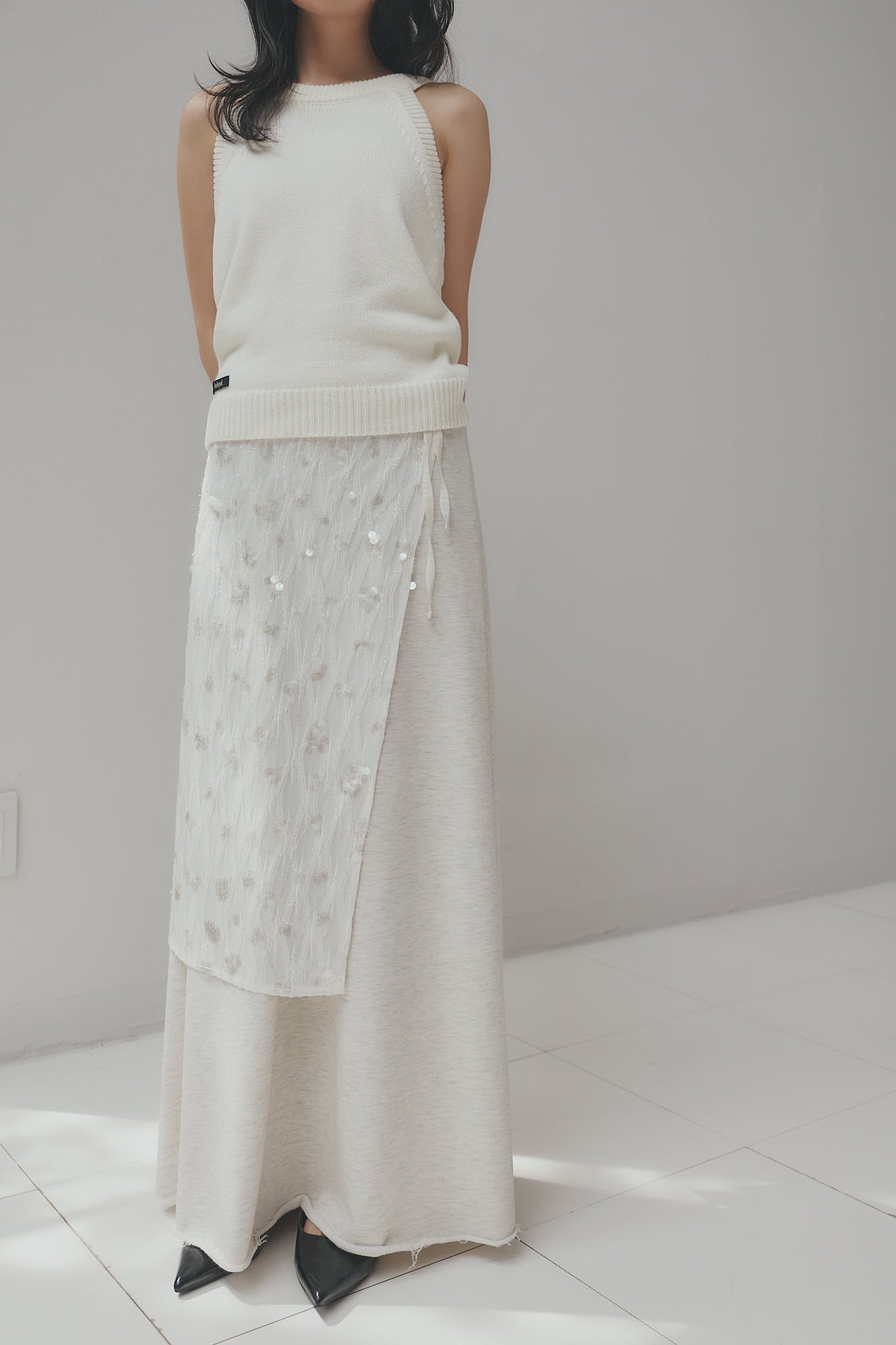 spangle layered sweat skirt