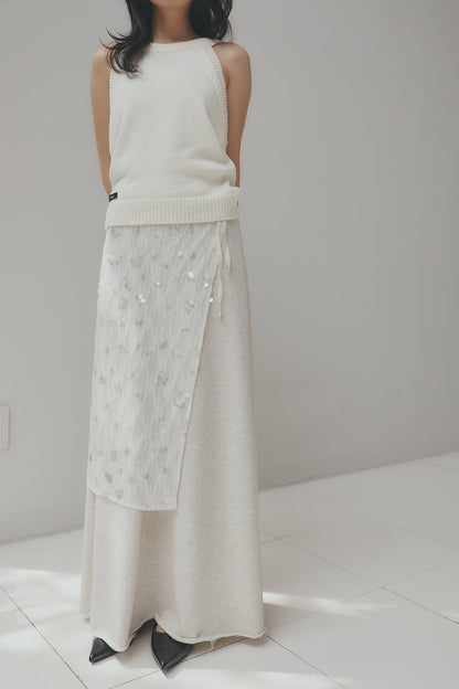 spangle layered sweat skirt