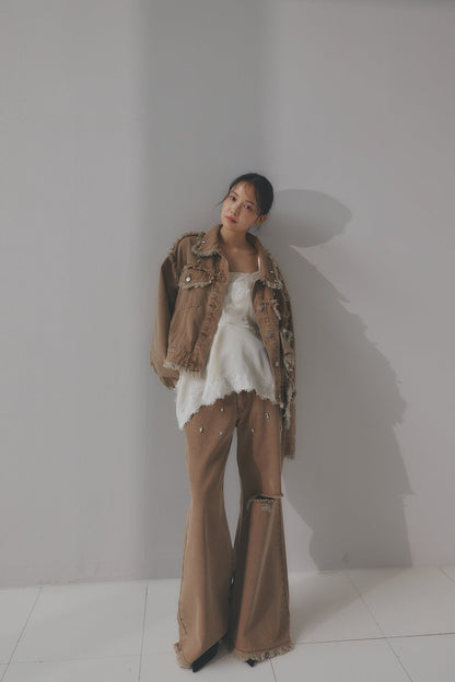 ribbon design denim jacket