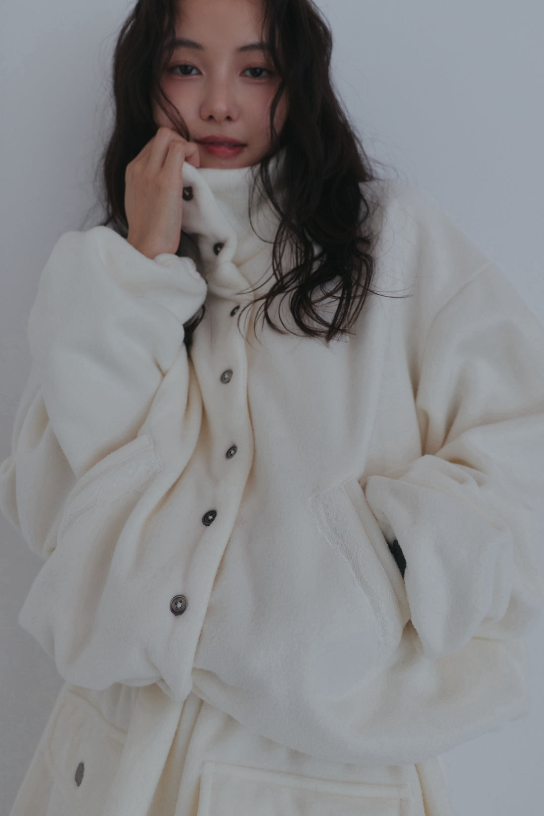 lace pocket fleece jacket