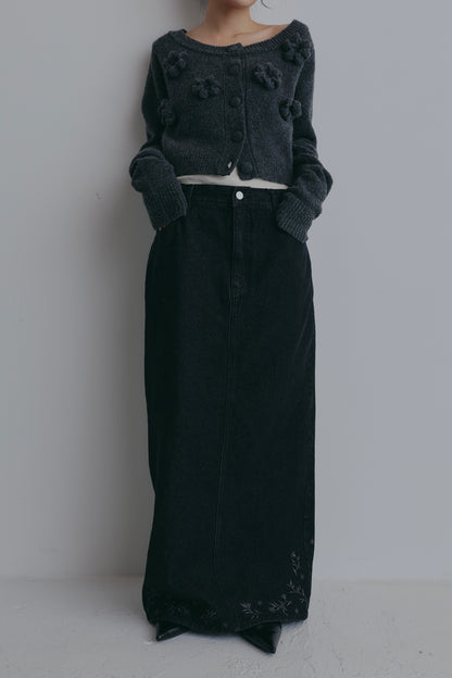 embroidered denim skirt