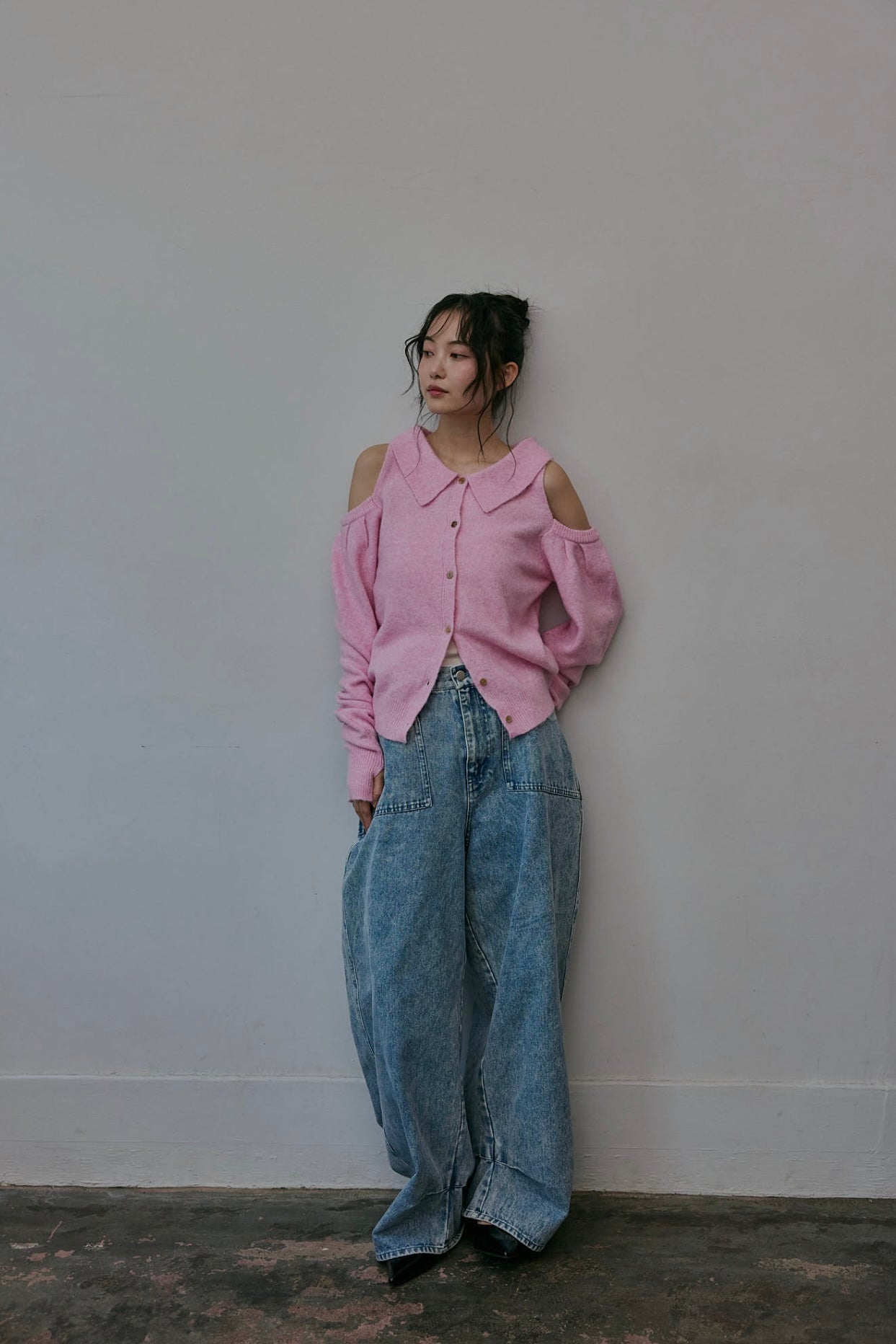 collar design shoulder knit