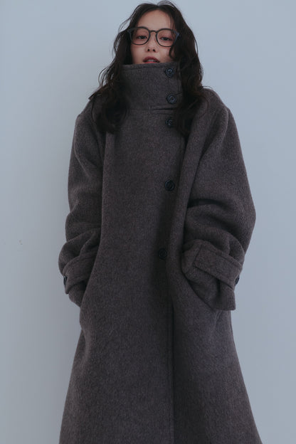wrap collar wool coat