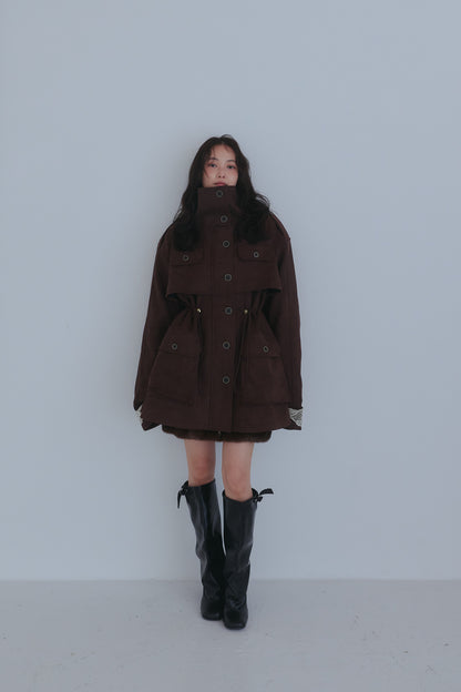 drawstring trench jacket