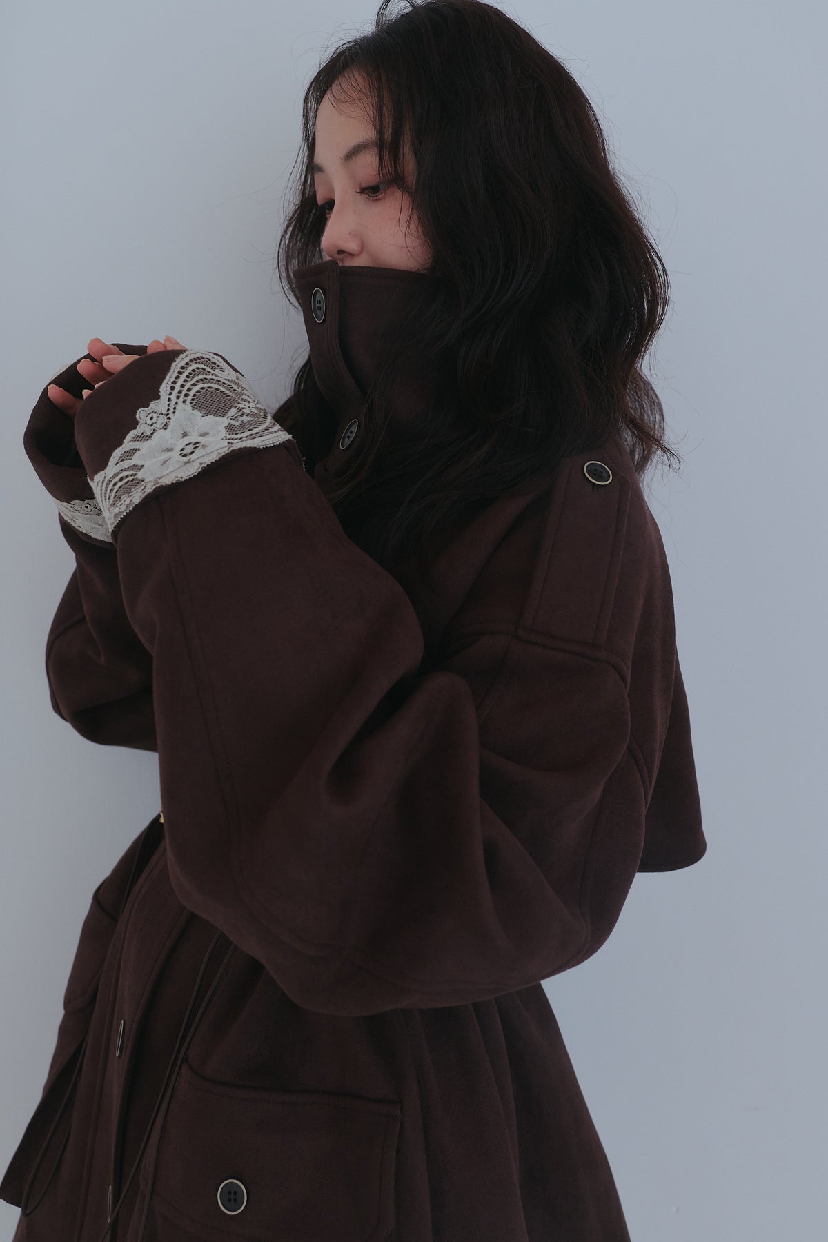 drawstring trench jacket