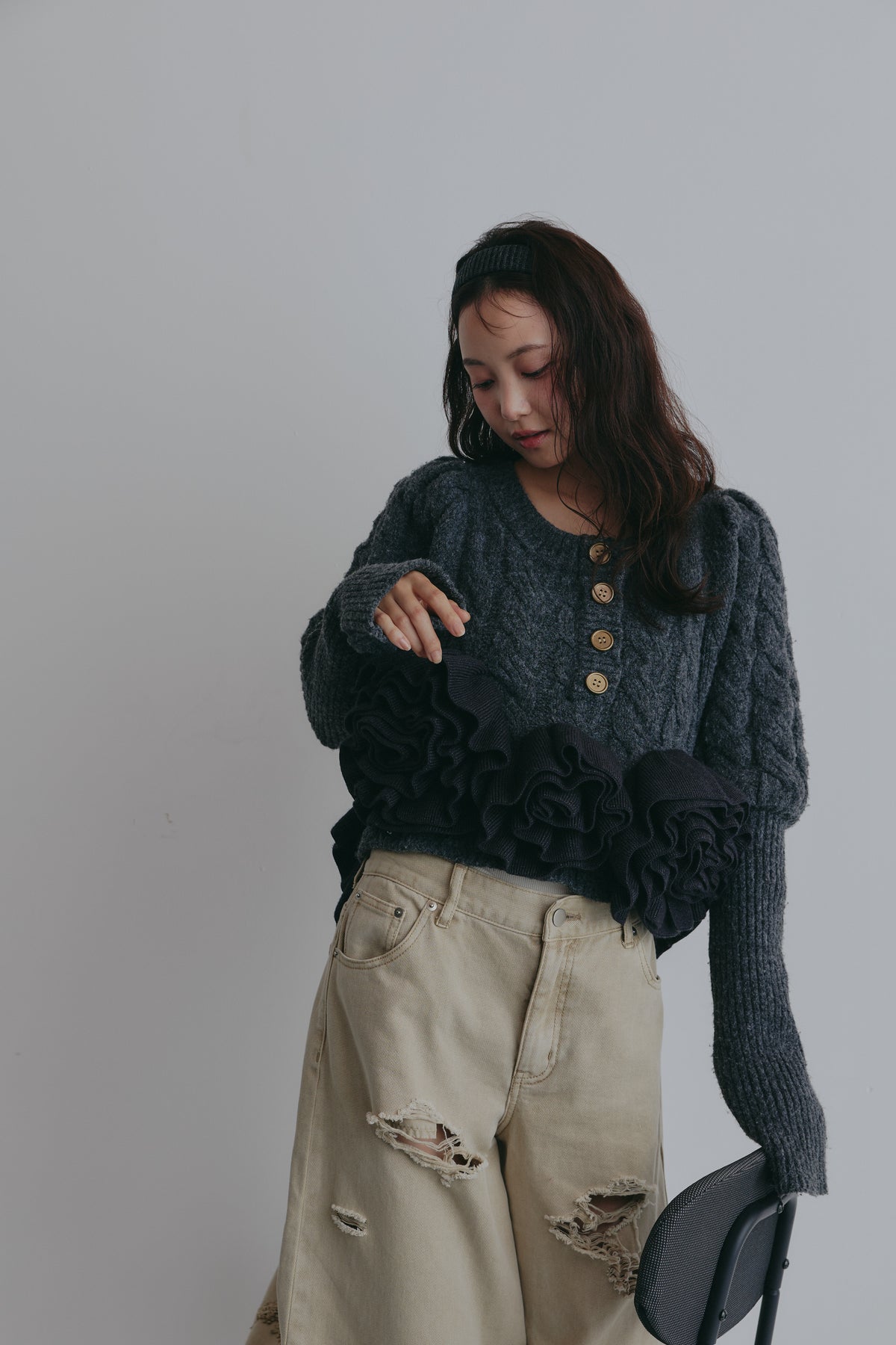 corsage knit cardigan