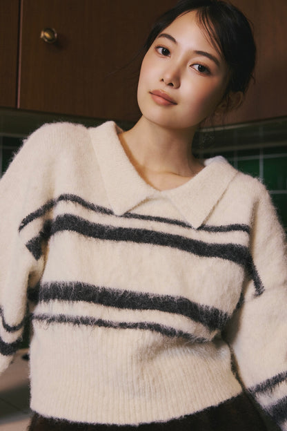nuance border collar knit