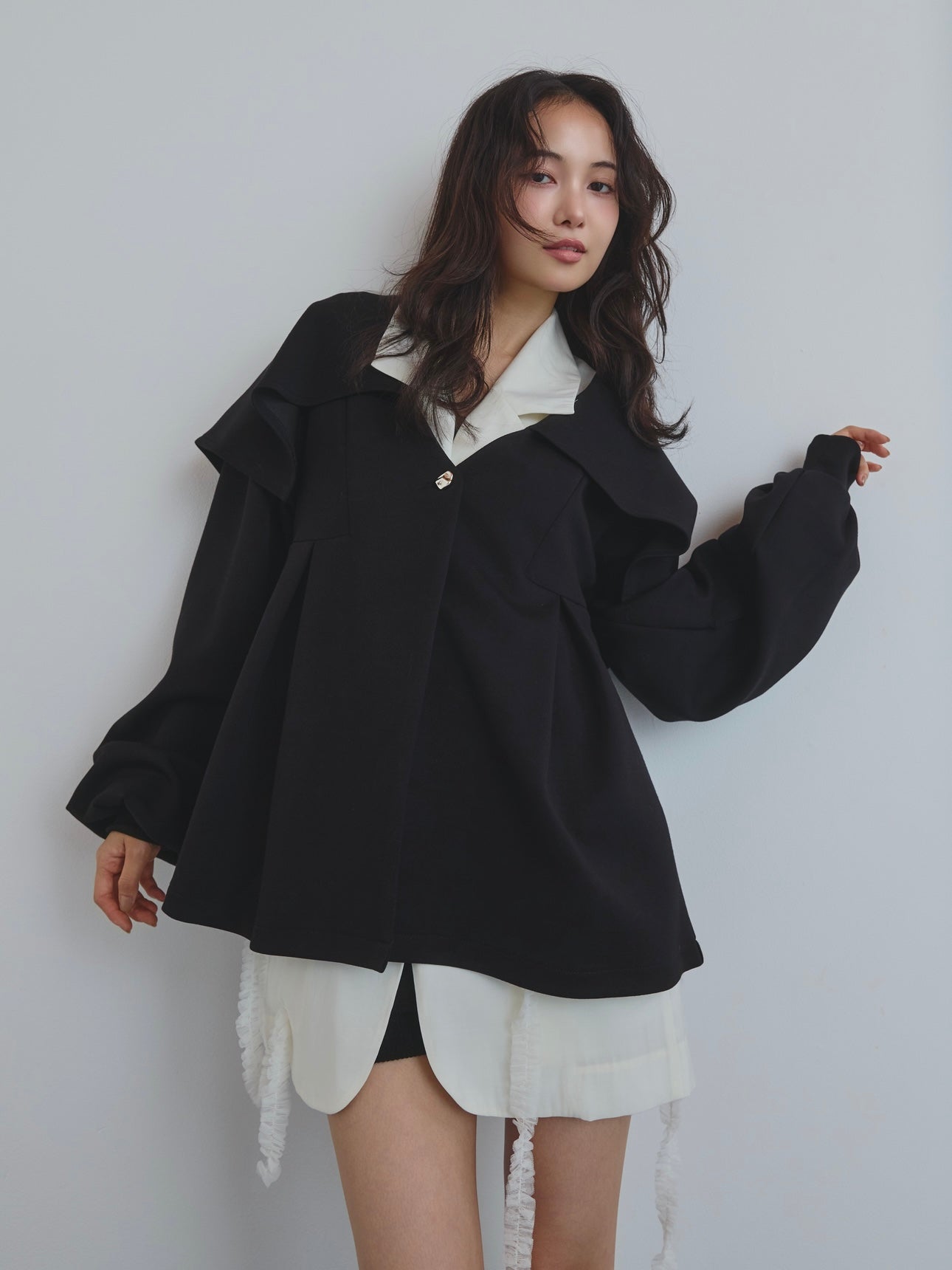 tulle pattern sheer jacket