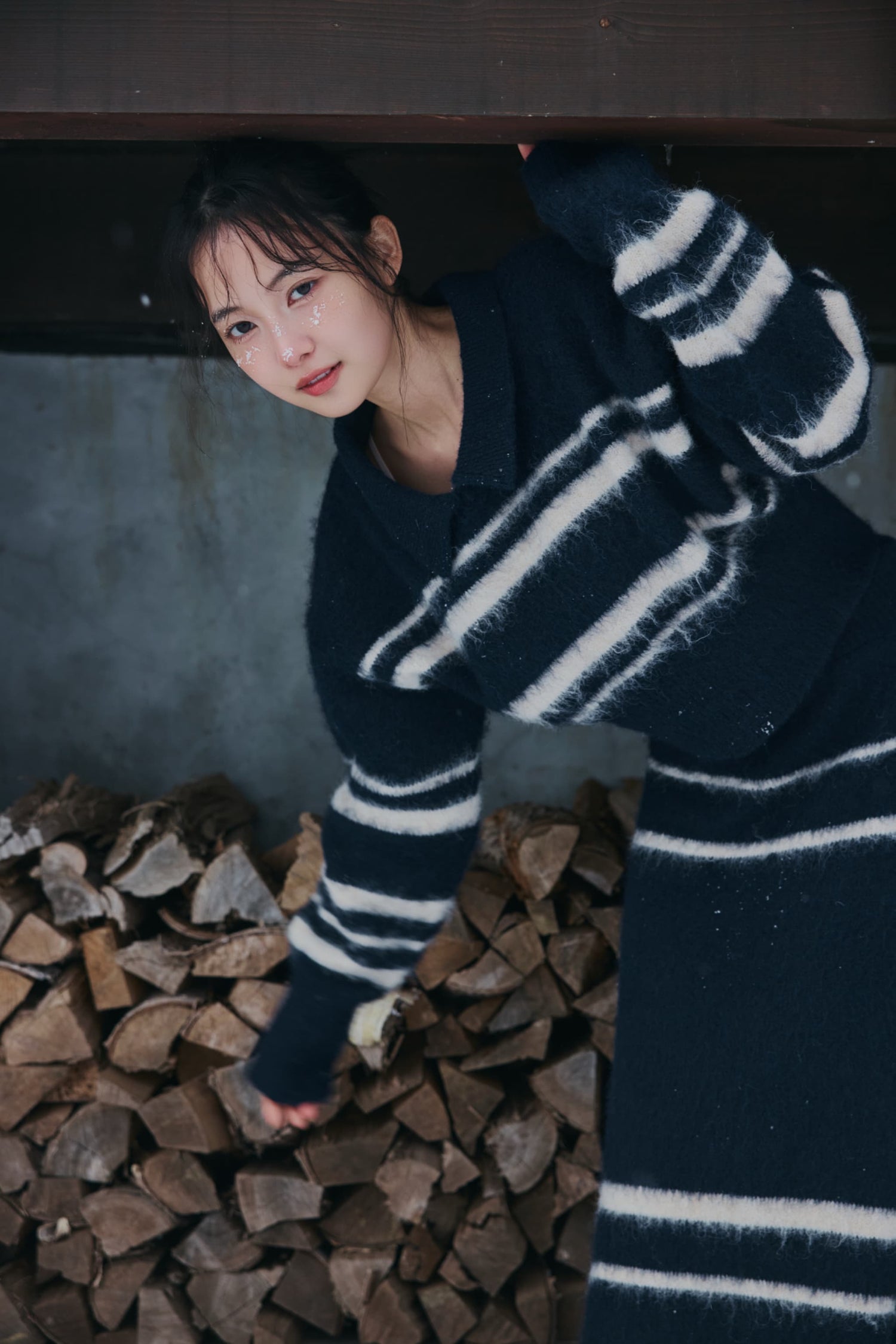 nuance border knit maxi skirt