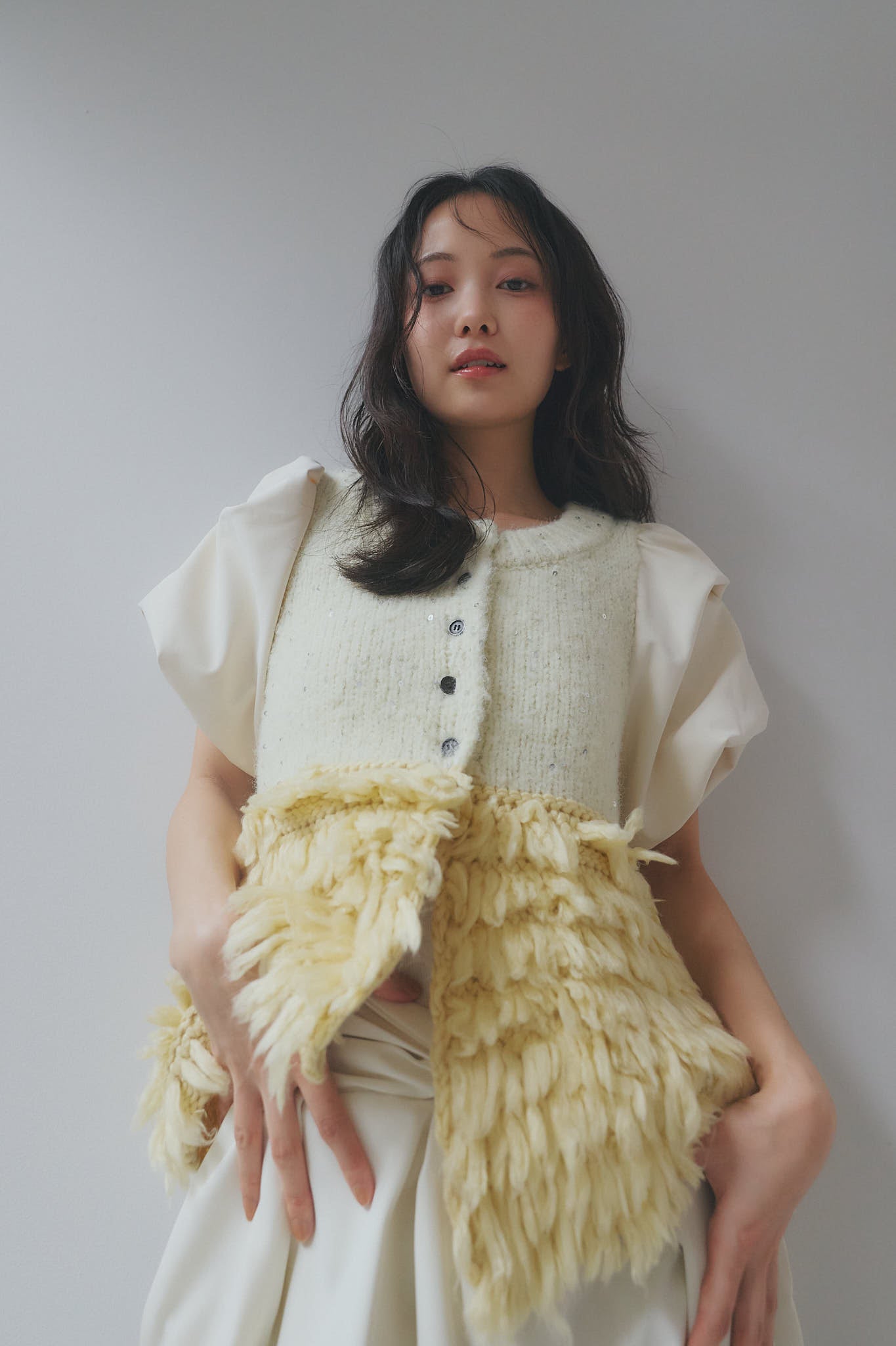 fringe design glitter summer knit