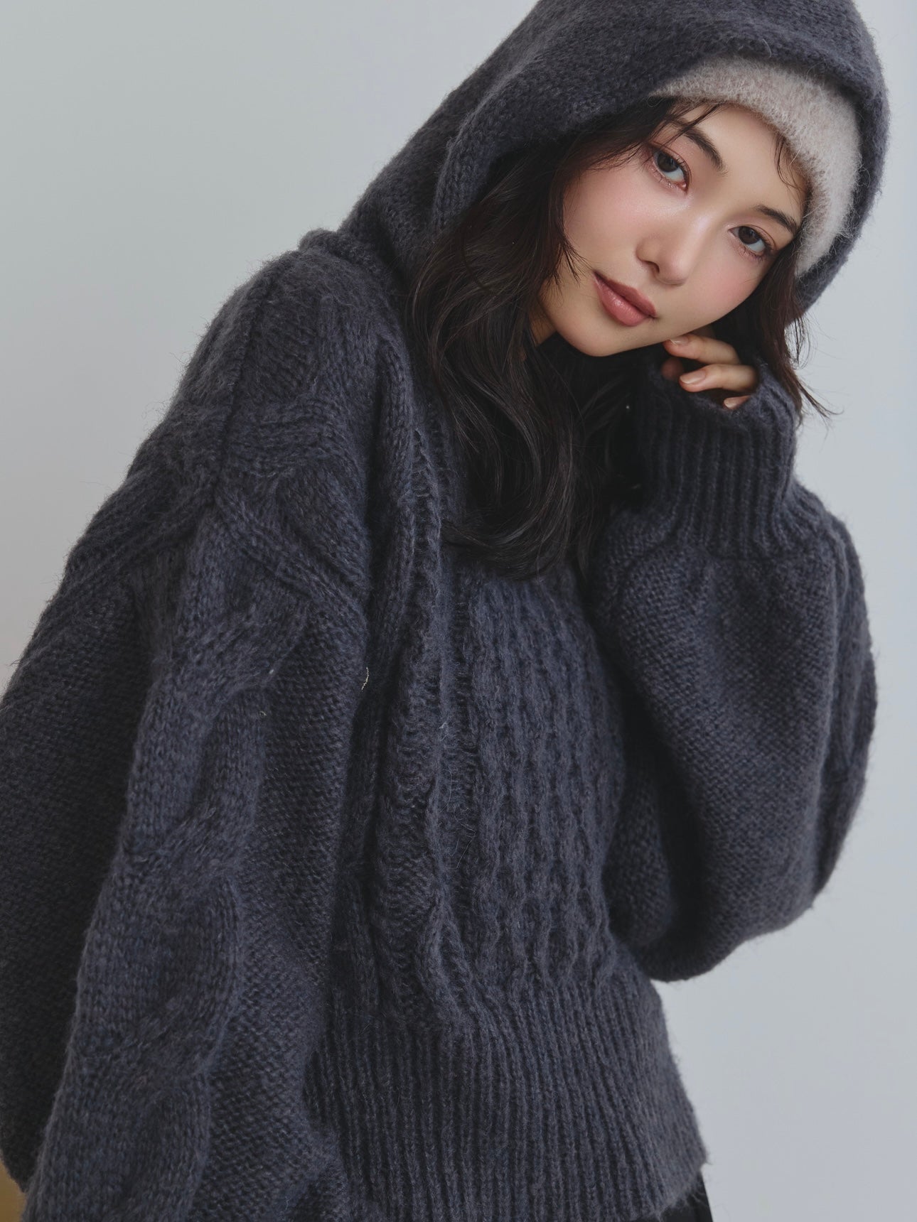 andequal ニット cable knit hoodie – andequal