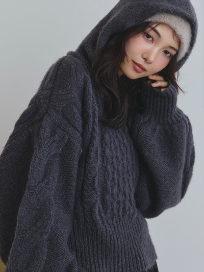 cable knit hoodie