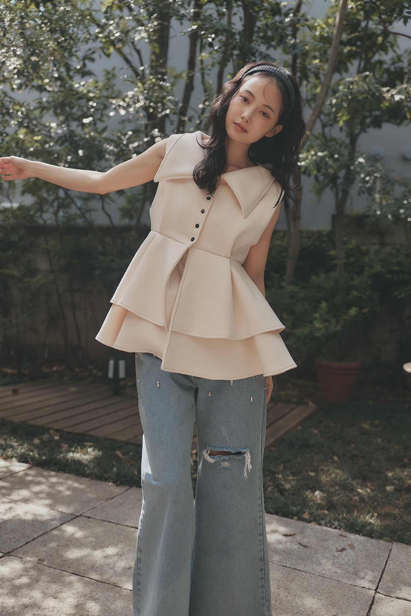 collar design peplum tops