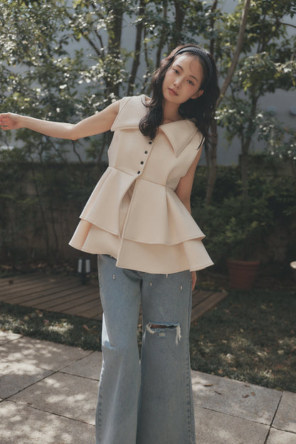 collar design peplum tops