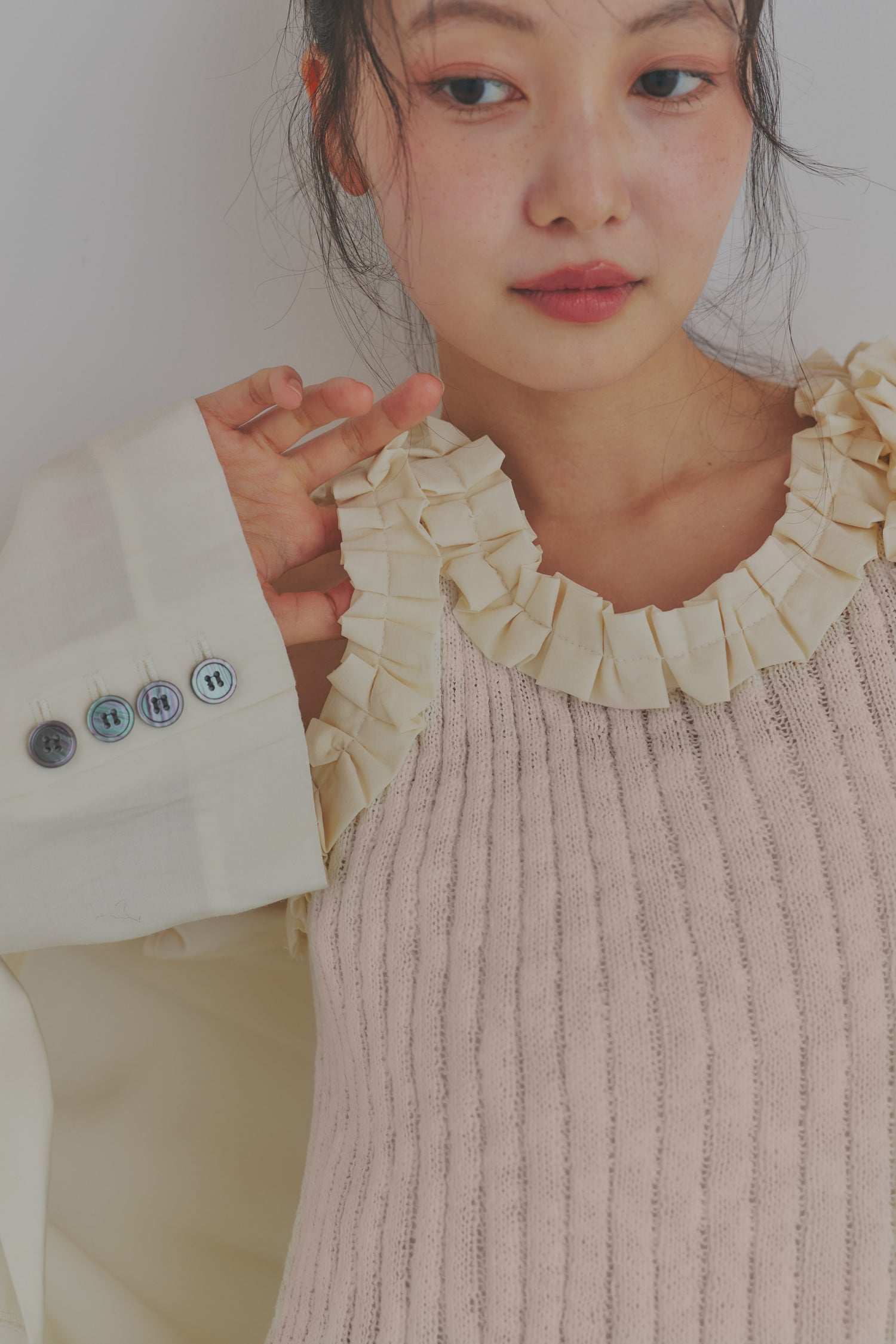 sheer rib frill tops