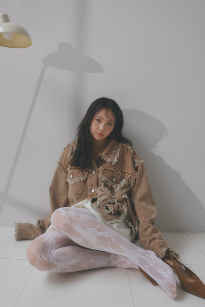 ribbon design denim jacket