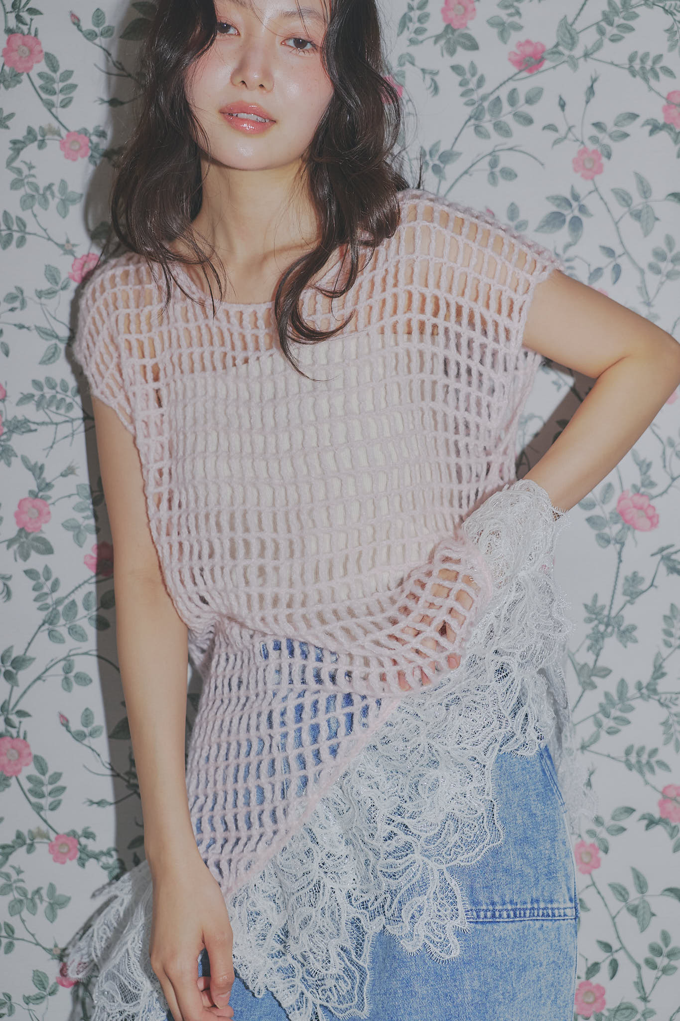 lace docking mesh knit