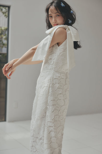 ribbon shoulder lace combinaison