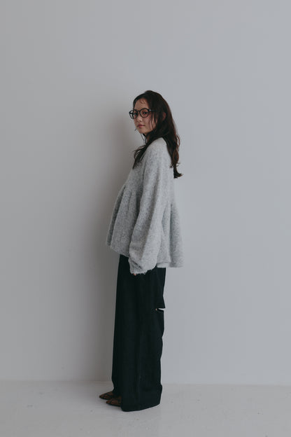 fluffy collar peplum knit