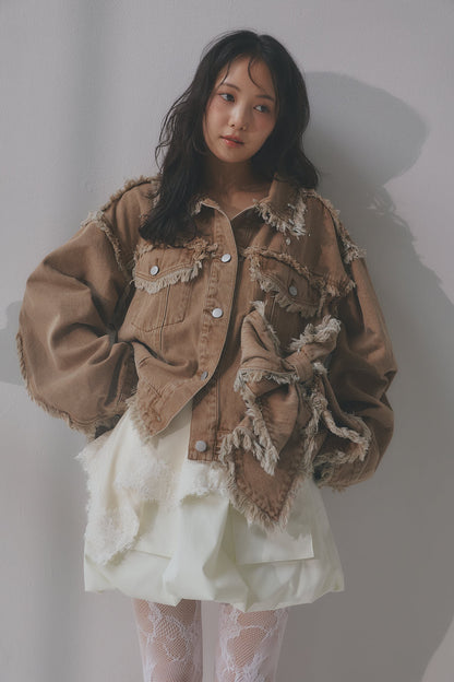 ribbon design denim jacket