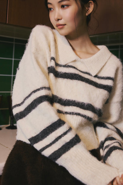 nuance border collar knit