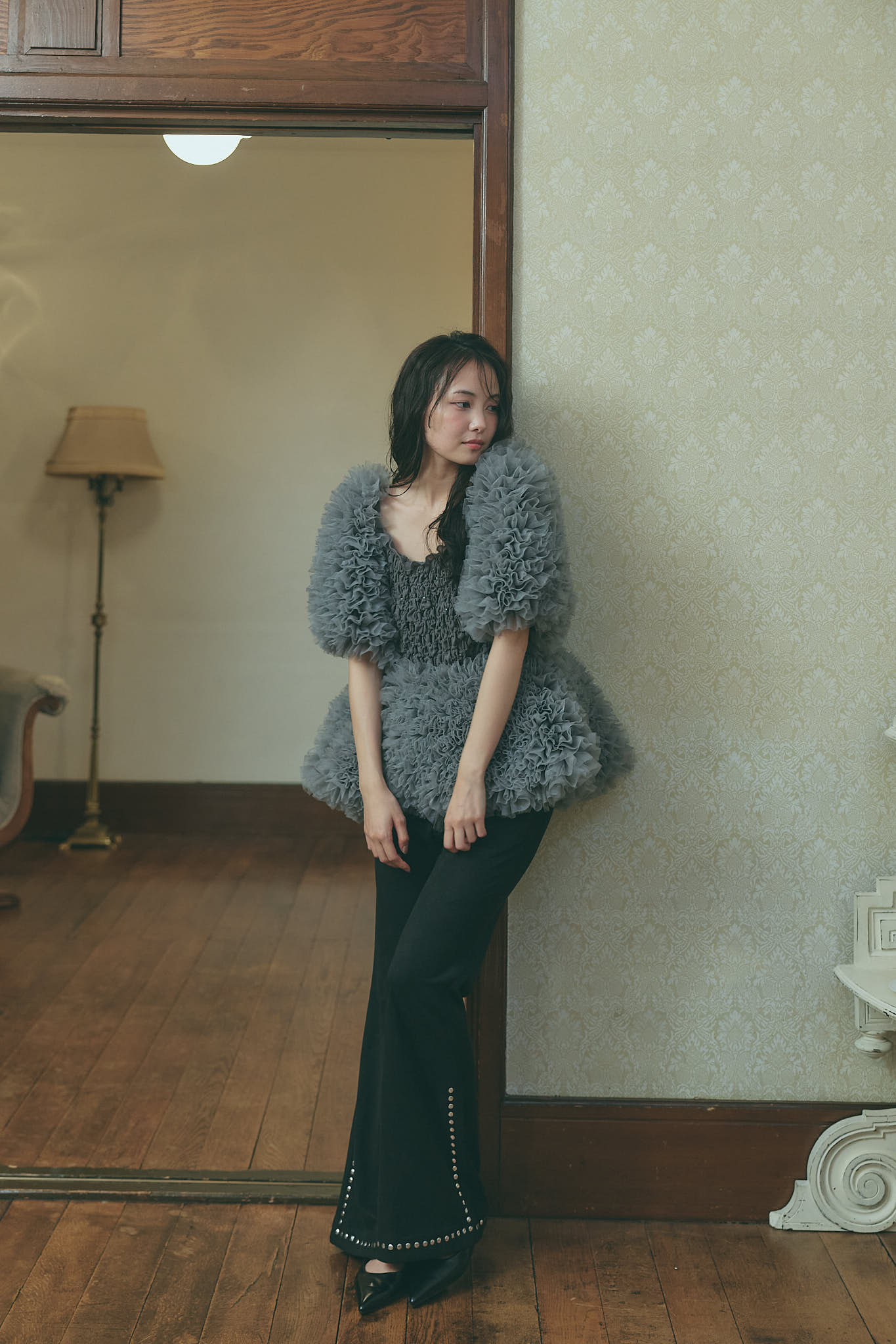 soft sparkle tulle blouse