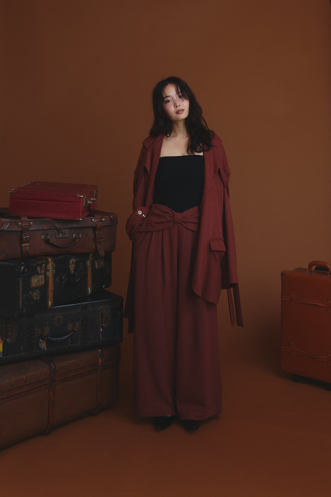 waist ribbon design pants