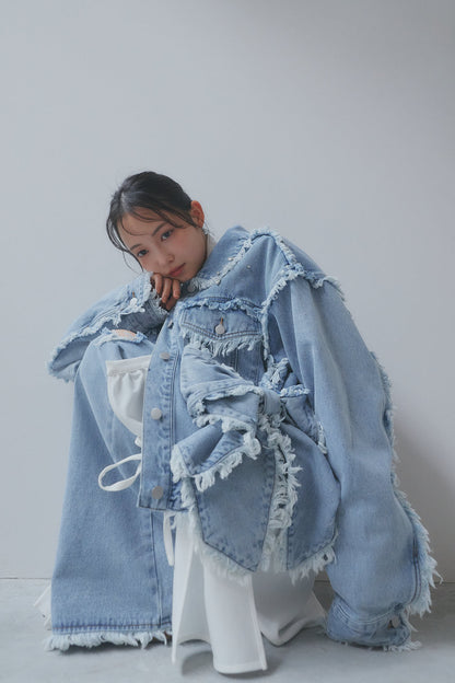 ribbon design denim jacket