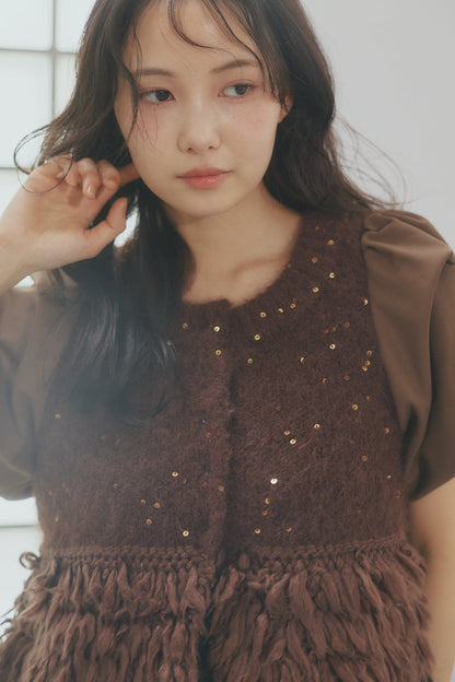 fringe design glitter summer knit