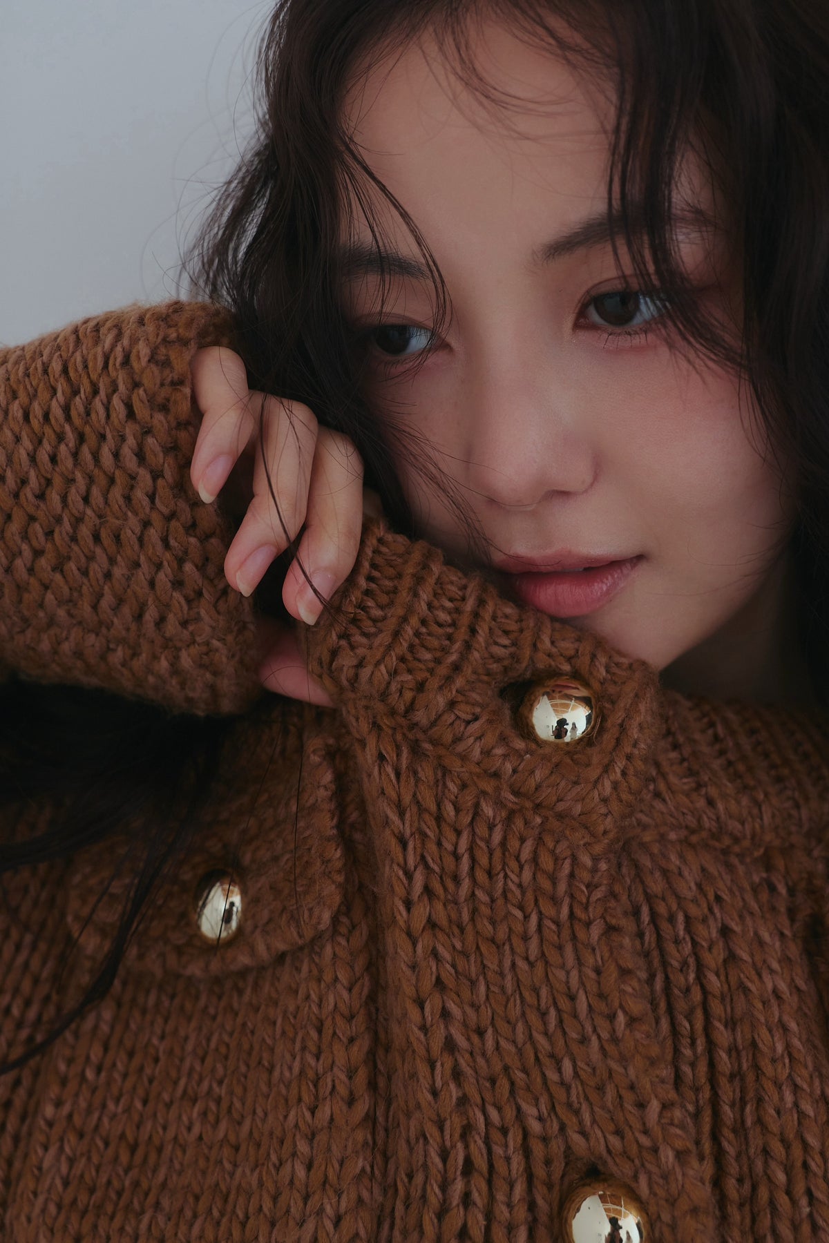 gold button pocket knit