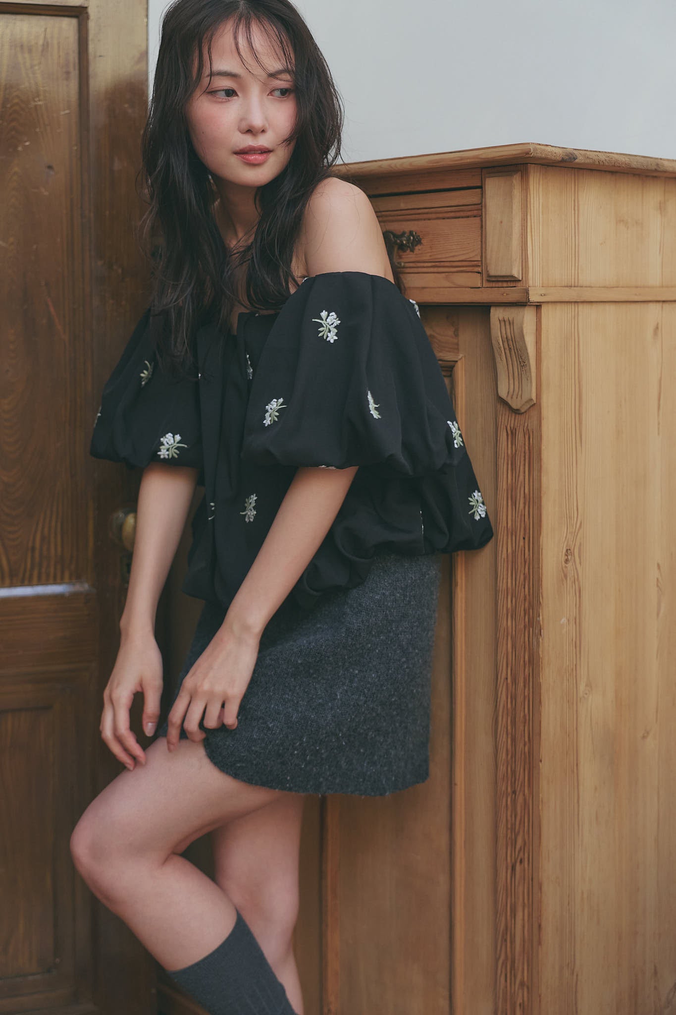 embroidery off shoulder blouse