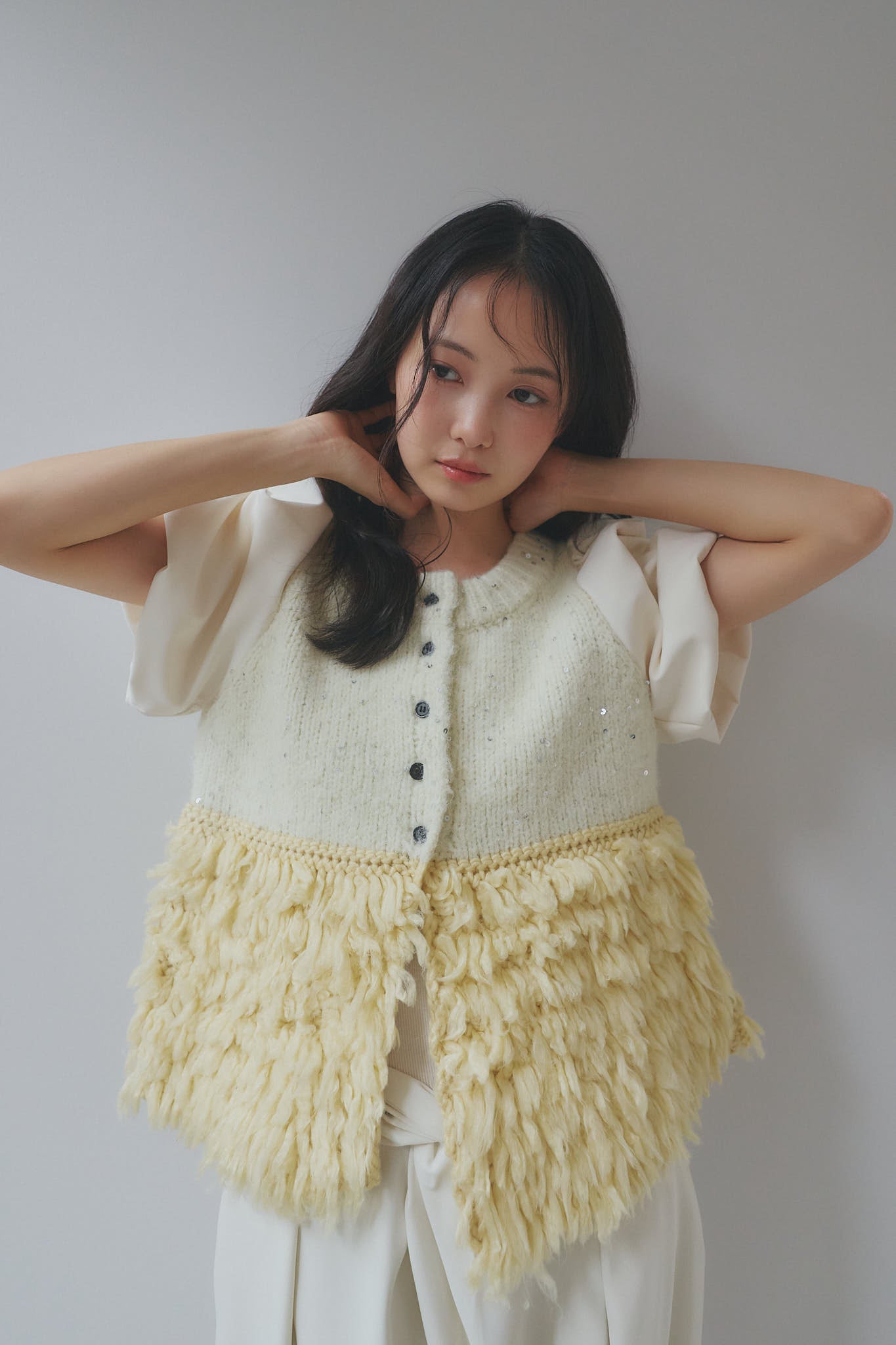 fringe design glitter summer knit